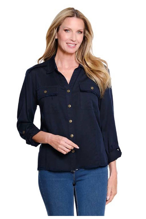 M36108BM MULTIPLES WOVEN Y-NECK JACKET MIDNIGHT